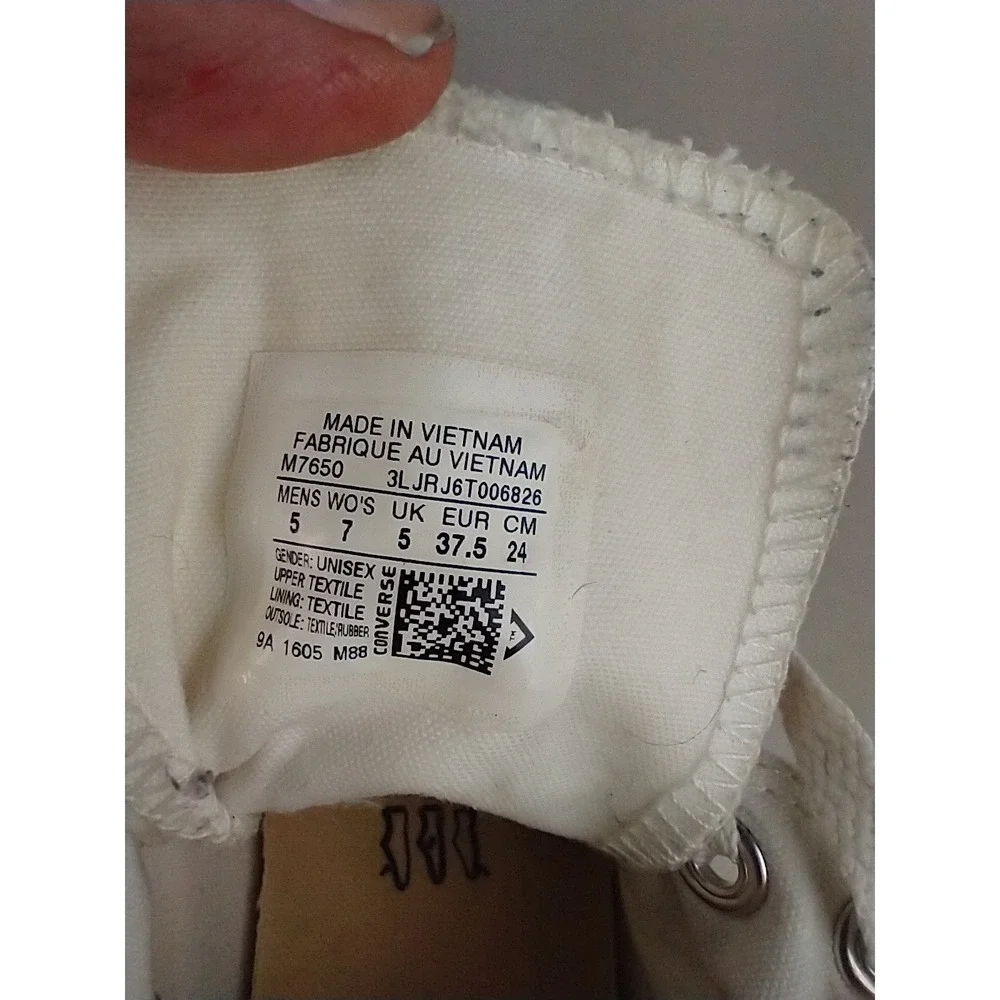 Converse Shoes Womens 7 Mens 5 Chuck Taylor All Star Hi-Top Sneakers White M7650 - Picture 7 of 11